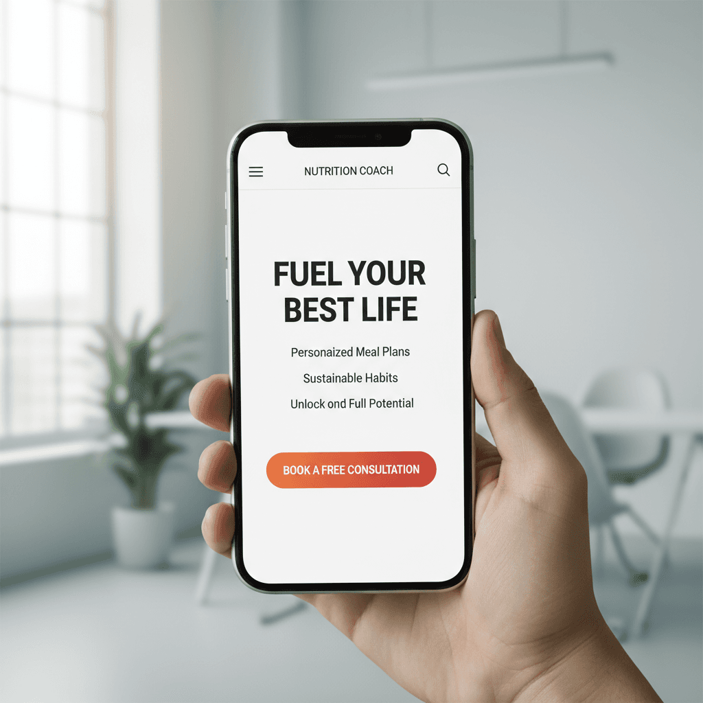 Mobile-optimized landing page design on smartphone