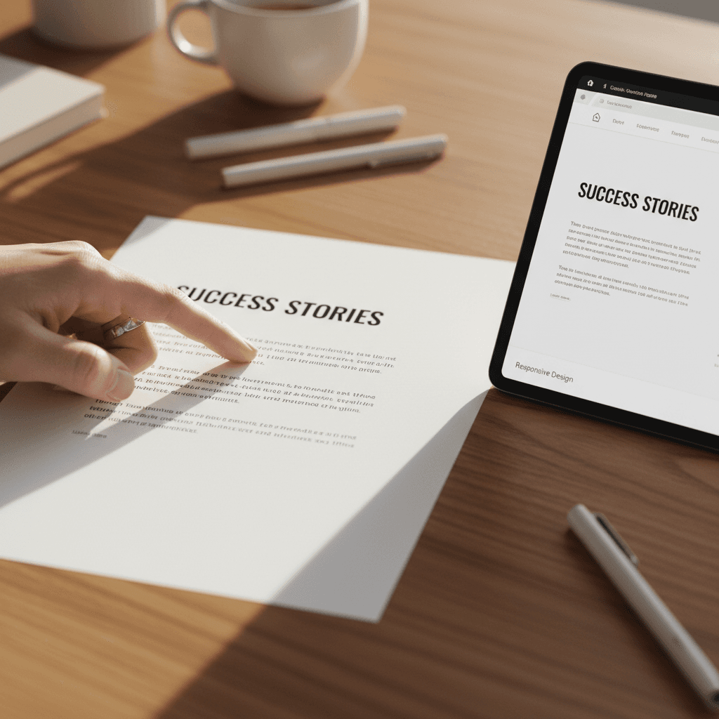 Responsive website design mockup on desktop and tablet