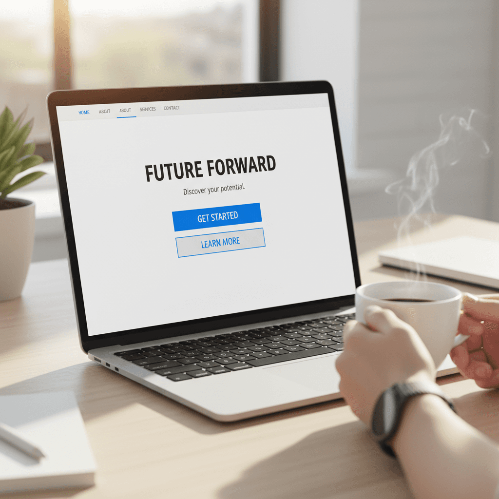 Landing page design displayed on laptop screen with conversion-focused layout