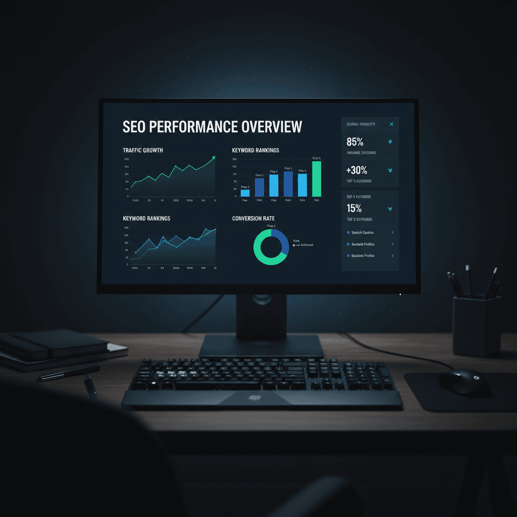 SEO analytics dashboard showing website visibility metrics